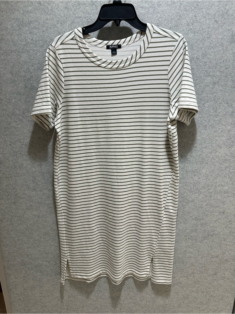 Buffalo David Bitton Ivory and Olive Striped Tee Dress - Picture 3 of 7